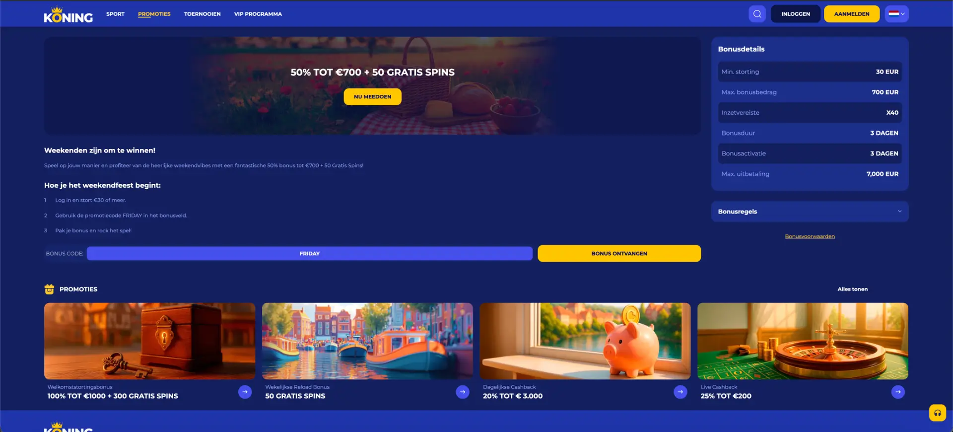 Koning casino weekend herlaadbonus
