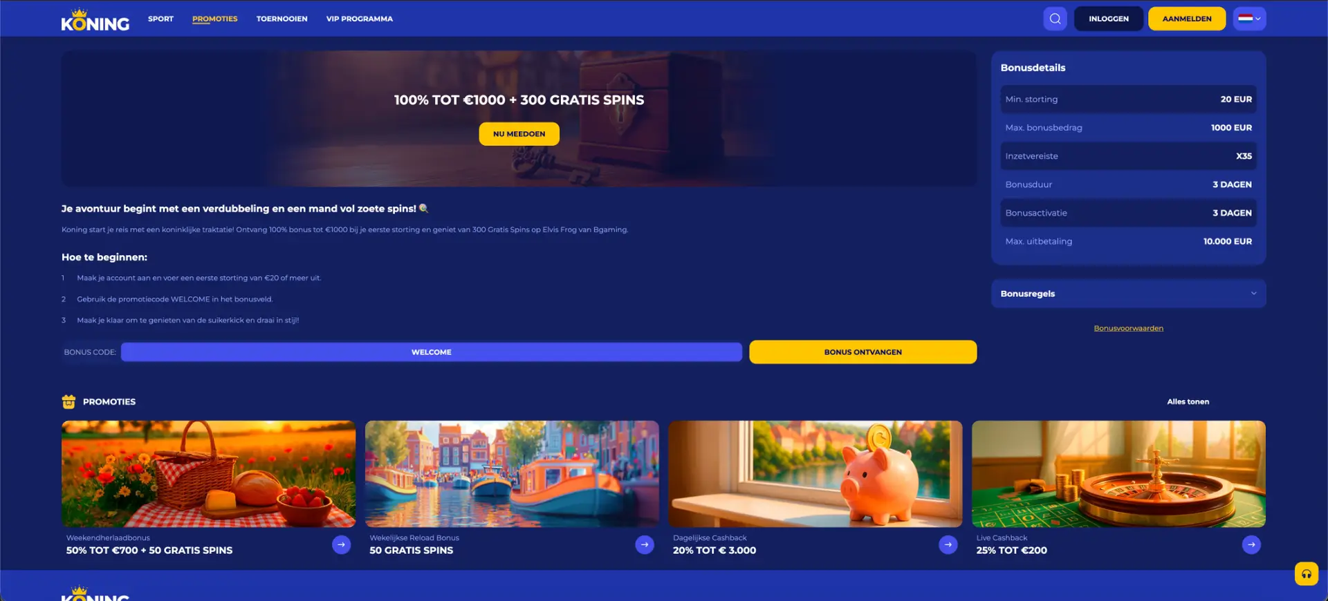 Koning casino welkomstbonus